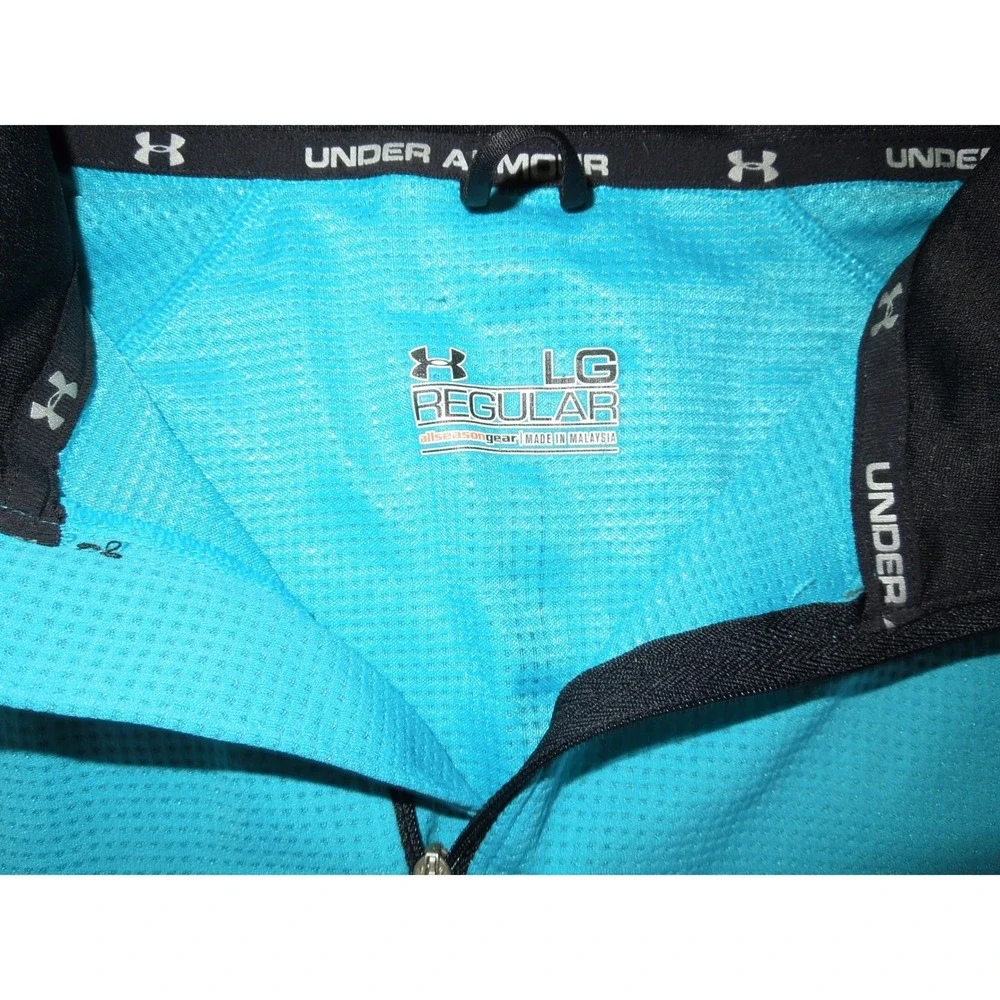 Under Armour Allseasongear Mens LG Turquoise Blue Quarter‎ Zip Pullover Sweater